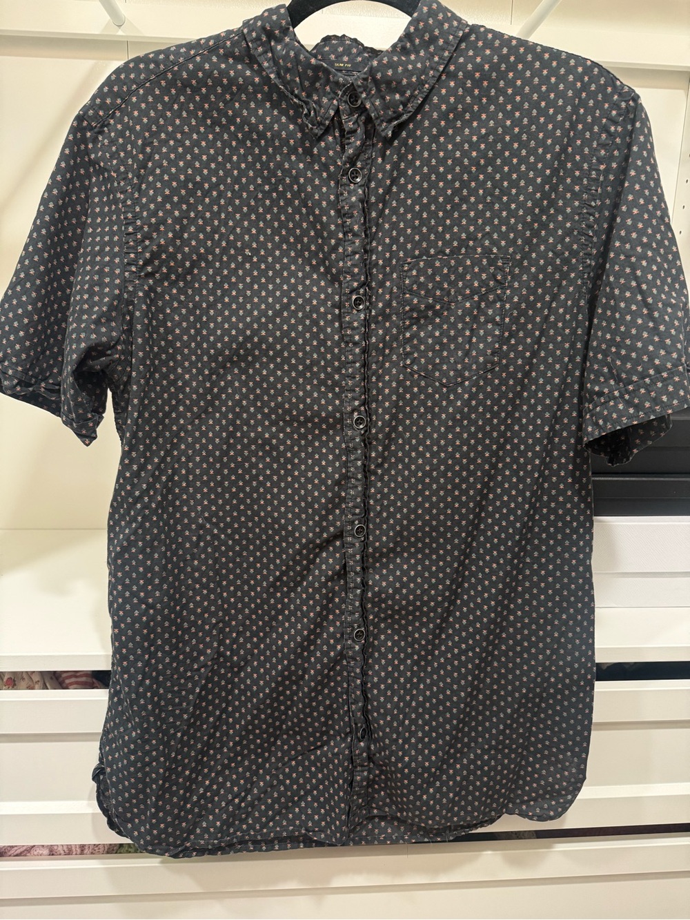 All Saints 100% cotton patterned short sleeve button up casual